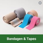 Bandagen und Tapes fixieren und stützen. Hier...