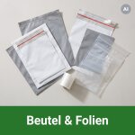 Beutel, Papier und Trockenmittel zum Verpacken....