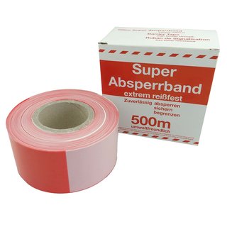 500m Rolle ABSPERRBAND rot-weiß im Karton Flatterband Super Warnband Trassenband 