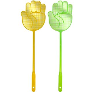 Fliegenklatsche Hand 2er Set grün/ gelb