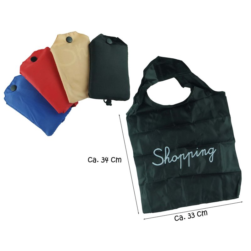 Einkaufstasche faltbar Shopping 33x34cm in 4 verschiedenen Farben, 1,99 €