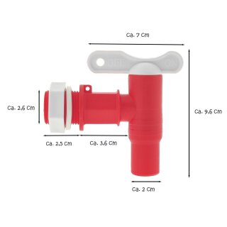 Auslaufhahn Regentonne 3/4 Zoll Wasserhahn Ablaufventil Hahn Rot Weiß, 4,59 €