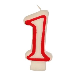 Zahl 1 Geburtstagskerze Zahlenkerze Kerze Dekoration Geburtstagsdekoration weiß/rot  Geburtstagstorte Geburtstagskuchen Überraschung Geburtstagsüberraschung
