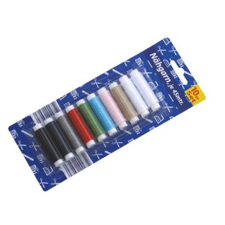 Nähgarn Set Fäden Sortiment Nähzubehör Polyester Garnspulen 10 Rollen Bunt 45m
