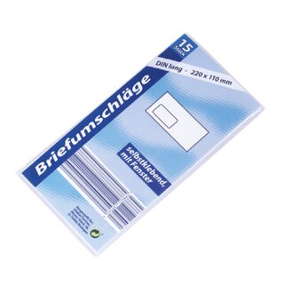 Fenster-Briefumschläge DL, 15er Pack