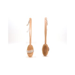 Massagebürste Rückenbürste Badbürste Holzbürste Kirschholz Schweineborsten 42cm