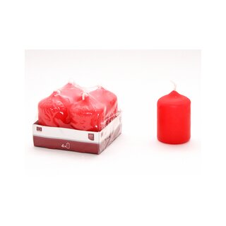 4er Stumpenkerzen Rot 60x40 mm Adventskerzen Dekokerzen Weihnachtskerzen
