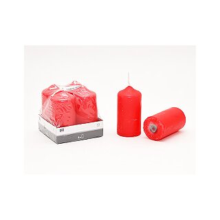 4 Stumpenkerzen Rot Kerzen Wachskerzen Dekokerzen Festliche Tischdeko 80x40mm