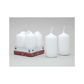 4 Stumpenkerzen Weiß 80x40mm Kerzen Lichtdeko Zylinderkerzen Wohnaccessoire