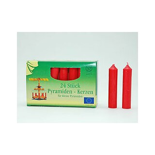 24 Pyramidenkerzen Rot Wachs Christbaumkerzen Weihnachtsdeko Baumkerzen