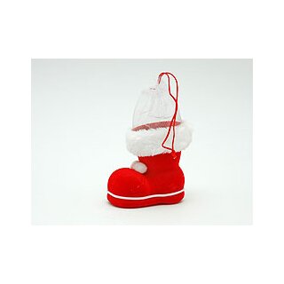 Nikolausstiefel Weihnachtsstiefel Adventsstiefel Netz Rot Samt 95mm Deko 1 Stück