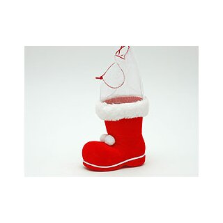 Nikolausstiefel Stiefel Velours Netz Design Weihnachtsdeko Adventszeit Klein