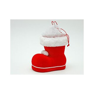 Nikolausstiefel Weihnachten Deko Stiefel Rot 130mm Samt Netzstoff Adventsdeko