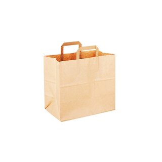 250 Papiertragetaschen Flachhenkel Braun 320x170x270mm Geschenktüten