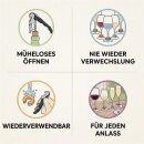 Glasmarkierer + Universalflaschenöffner, Korkenzierher, Kellnermesser