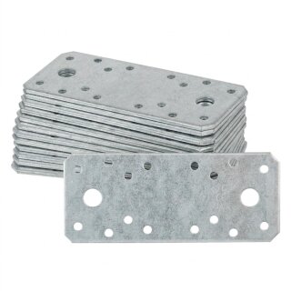 10xFlachverbinder 135x55x2,5mm Verzinkt Stahl Lochplatte Winkelverbinder