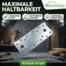10xFlachverbinder 135x55x2,5mm Verzinkt Stahl Lochplatte Winkelverbinder
