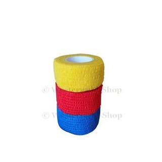 kohäsiv pflaster elastische selbsthaftende bandage haftbandage stützverband blau gelb rot 2,5 cm 4m lang