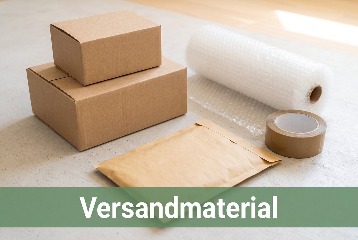 Versandmaterial: Kartons, Luftpolsterfolie und Versandtaschen